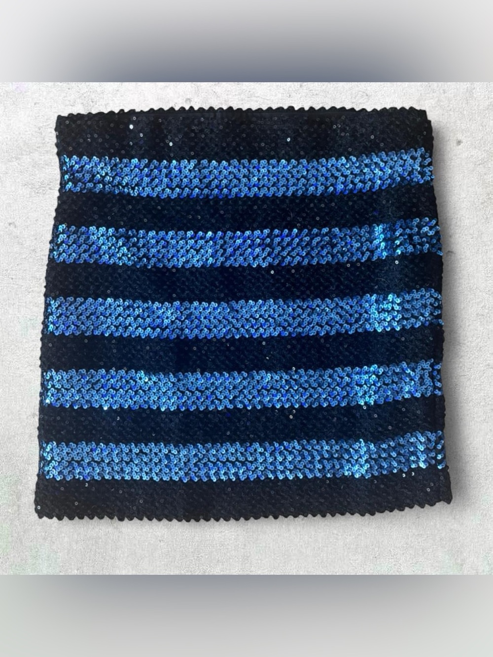Y2K/Vintage Forever 21 Black and Blue Sequin Striped Skirt